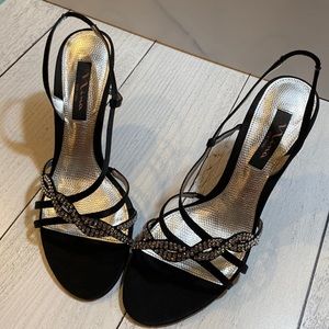 Black rhinestone dressy heels